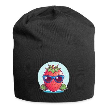 Kawaii Erdbeere im Sunset: Cool & Fruchtig - Jersey-Beanie - Schwarz - Vorne