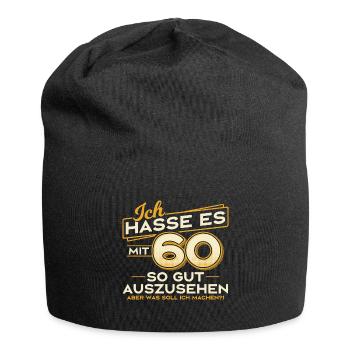 60. Geburtstag Geschenk 60 Jahre Spruch - Jersey-Beanie - Schwarz - Vorne