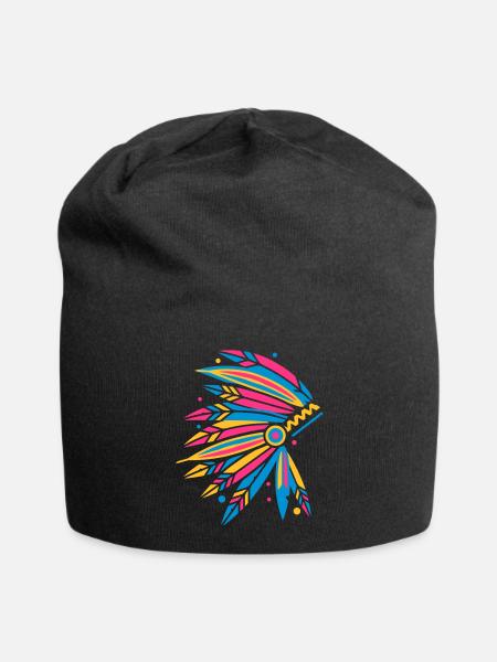 Kopfschmuck Häuptling - Jersey-Beanie - Schwarz