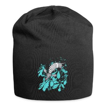 Dachshund with turquoise leaves - Jersey Beanie - black - Front