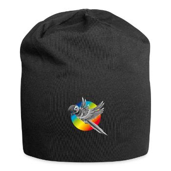 Papagei bunt fliegt Farbe Regenbogen Kinder comic - Jersey-Beanie - Schwarz - Vorne