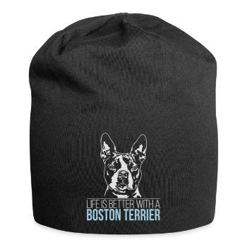 BOSTON TERRIER life is better - Jersey-Beanie - Schwarz - Vorne