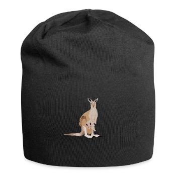 Kangaroo with baby - Jersey Beanie - black - Front