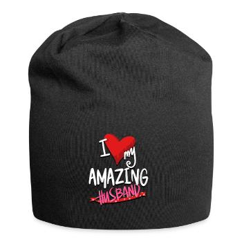 J'adore mon époux incroyable - Bonnet en jersey - noir - Devant