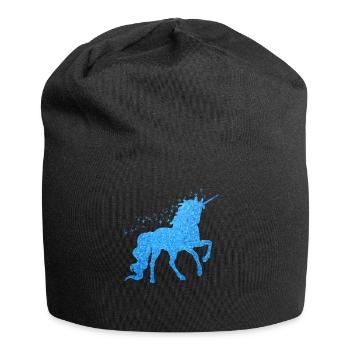 La licorne pailleté bleu - Bonnet en jersey - noir - Devant