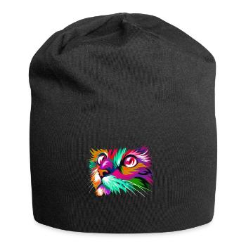 Cat of Colors. Colorist illustration - Jersey Beanie - black - Front
