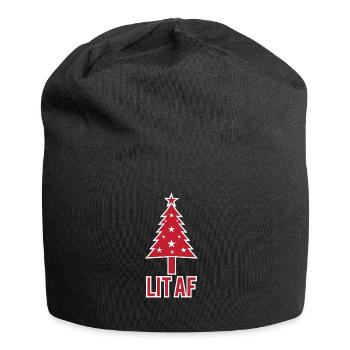 Lit AF Weihnachten Christmas Weihnachtsbaum LIT AF - Jersey-Beanie - Schwarz - Vorne