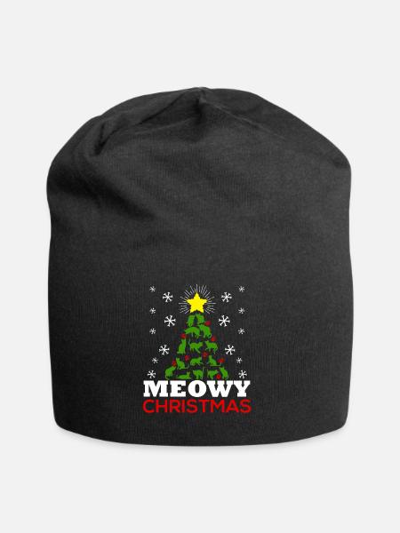 Meowy Christmas Tree - Jersey-Beanie - Schwarz