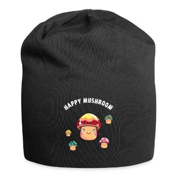 happy mushroom mushroom trance hallucin trip tekno - Jersey Beanie - black - Front