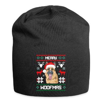 Merry Woofmas German Shepherd Ugly Sweater X-Mas - Jersey Beanie - black - Front