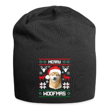Joyeux Woofmas Shiba Inu laid chandail de Noël - Bonnet en jersey - noir - Devant