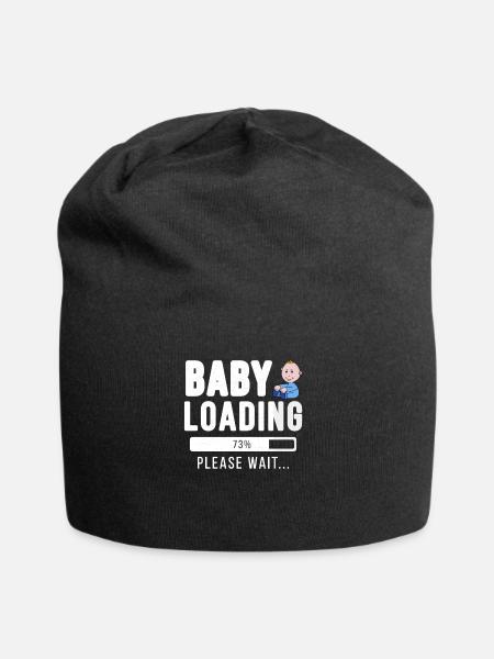 Chargement en cours ... bébé s'il vous plaît attendre! | shirt de bébé - Bonnet en jersey - noir