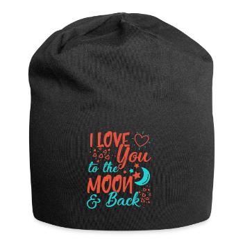 Ich liebe dich zum Mond und zurück - Jersey-Beanie - Schwarz - Vorne
