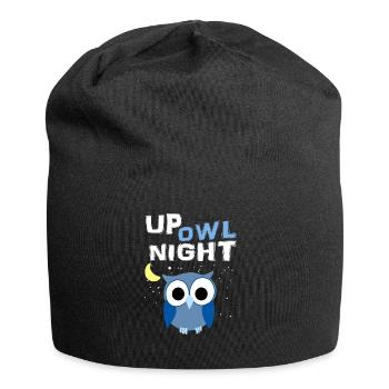 Up Owl Night Owl Moon Nocturnal Bird Lover Funny - Jersey Beanie - black - Front