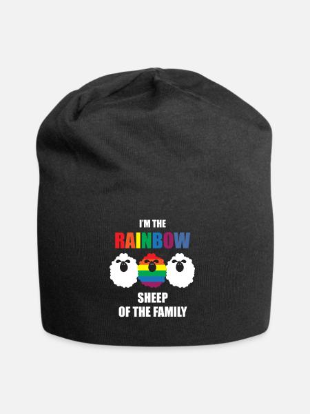 Gay - Rainbow - Schaf - Familie - Gay Pride - Homo - Jersey-Beanie - sort