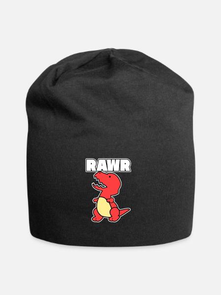 Dinosaur Dino Rawr gift vintage animal red - Jersey Beanie - black
