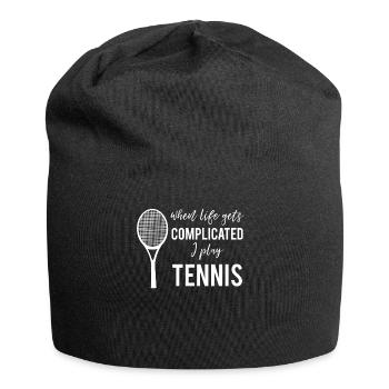 Tennis - Life - Tennisschläger - Play - Geschenk - Jersey-Beanie - Schwarz - Vorne