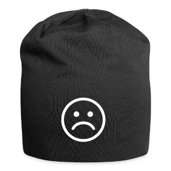 Sad unhappy sad smiley - Jersey Beanie - black - Front