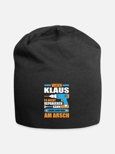 Klaus Name Geschenk Reparatur reparieren - Jersey-Beanie - Schwarz