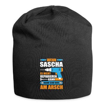 SASCHA Name Geschenk Reparatur reparieren - Jersey-Beanie - Schwarz - Vorne