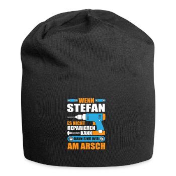 Stefan Name Geschenk Reparatur reparieren - Jersey-Beanie - Schwarz - Vorne
