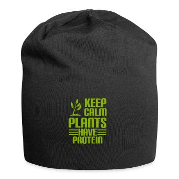GARDEZ LE CALME - Les plantes ont PROTÉINES - Vegan - Bonnet en jersey - noir - Devant