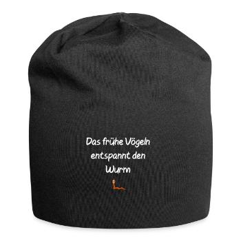 Der frühe Vogel Spruch lustig Wurm Geschenk - Jersey-Beanie - Schwarz - Vorne