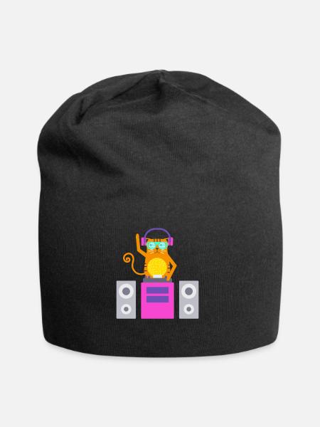DJ Katze - Jersey-Beanie - Schwarz