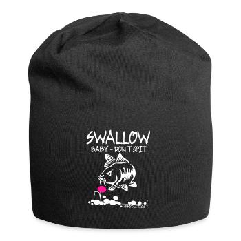 SWALLOW Baby DON'T SPIT - KARPFEN - ANGELN - CARP - Jersey-Beanie - Schwarz - Vorne