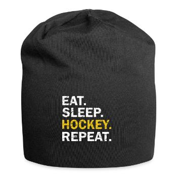 Mangez le sommeil de hockey répétition utilisé pour regarder - Bonnet en jersey - noir - Devant