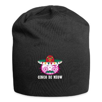 Kitty Sugar Skull Sombrero Schnurrbart Cinco De Miau - Jersey-Beanie - Schwarz - Vorne