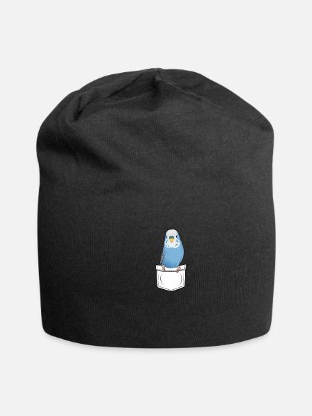 Wellensittich Brusttasche Geschenk Cartoon Kawaii - Jersey-Beanie - Schwarz