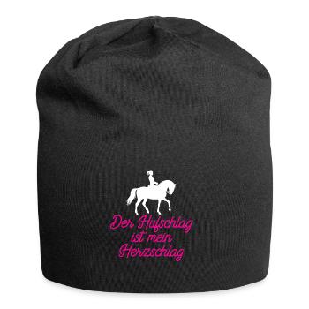 Hoof beat is my heartbeat - horse shirt - Jersey Beanie - black - Front