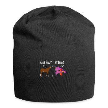 Your Aunt My Aunt Funny Gift - Unicorn VS. Horse - Jersey-Beanie - Schwarz - Vorne
