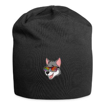 Cooler Wolf mit Sonnenbrille Sommer Comic - Jersey-Beanie - Schwarz - Vorne