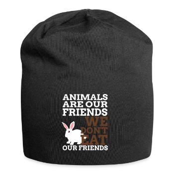 Animals are our Friends - We Do not Eat - Jersey Beanie - black - Front