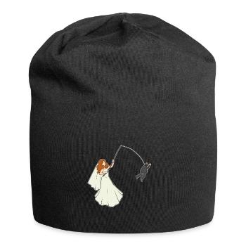 JGA Braut hat Bräutigam an der Angel Junggesellen - Jersey-Beanie - Schwarz - Vorne