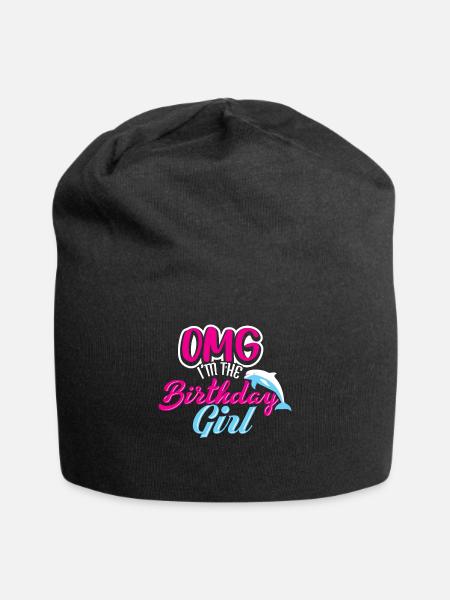 OMG I'm The Birthday Girl Dolphin Tee Shirt Gift - Jersey Beanie - black