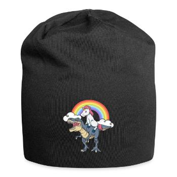 Einhorn Dinosaurier T-Rex Regenbogen Geschenk - Jersey-Beanie - Schwarz - Vorne