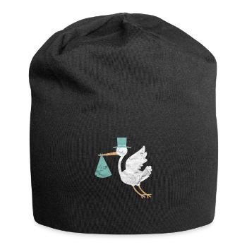 Naissance enceinte bébé fils cigogne cadeau baptême - Bonnet en jersey - noir - Devant