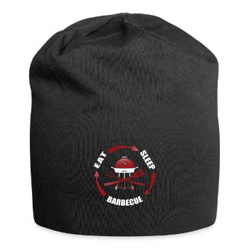 Eat - sleep - barbecue / Grill / grillen Geschenk - Jersey-Beanie - Schwarz - Vorne