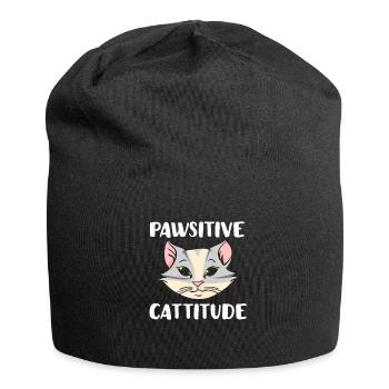 Amoureux des chats Cattitude Pawsitive - Bonnet en jersey - noir - Devant