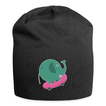 Éléphant patineur - Bonnet en jersey - noir - Devant