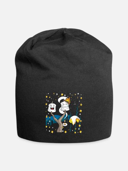 Happy Camper Marshmallow Campfire Gift Shirt - Jersey Beanie - black