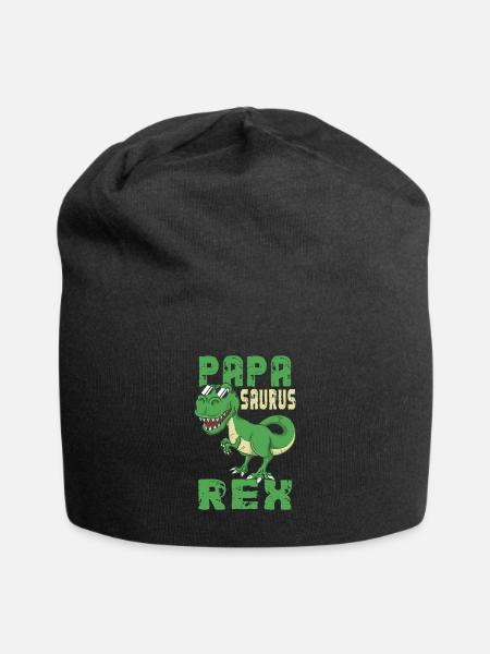 Papasaurus Rex Dinosaurier T-Rex Papa Geschenk - Jersey-Beanie - Schwarz