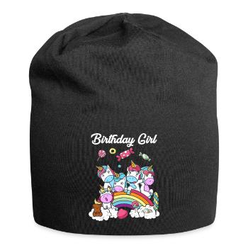 Cadeau d'anniversaire licorne fête fille enfant - Bonnet en jersey - noir - Devant