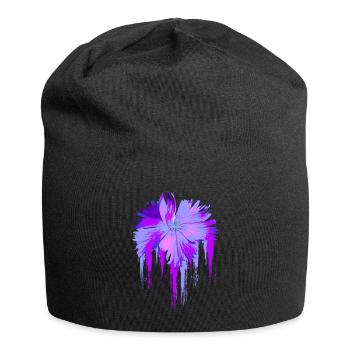 Lila Blume - Jersey-Beanie - Schwarz - Vorne