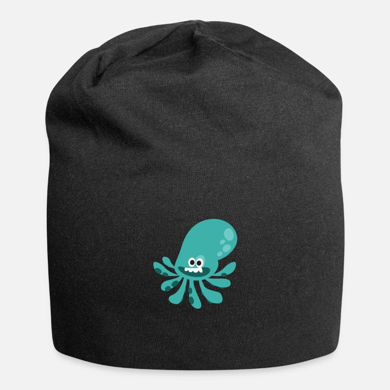 Comic Octopus Gift Child Son Daughter Octopus - Jersey Beanie - black
