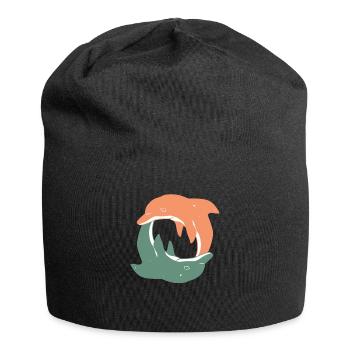 Delfin Meer Urlaub Geschenk Kind Maedchen Therapie - Jersey-Beanie - Schwarz - Vorne