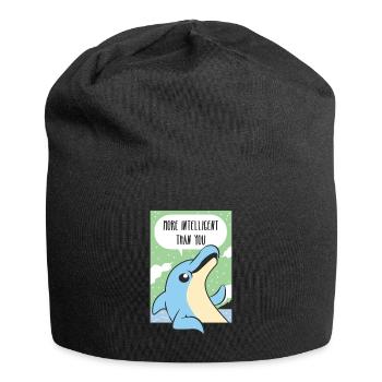 Comic Gift Dolphin Saying Intelligence Party Zoo - Jersey Beanie - black - Front
